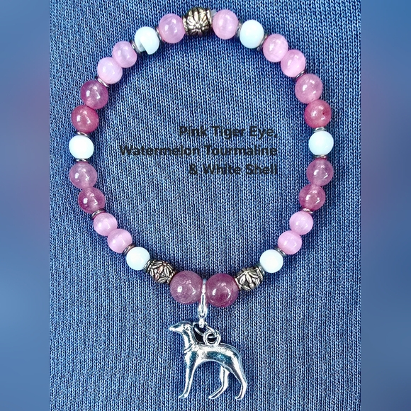 Semi-Precious Stone Unisex Greyhound Bracelets & Rainbow Bridge Memorial Brac. - Picture 4 of 10